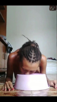 A Naughty Little Showing off While Eating Her Breakfast