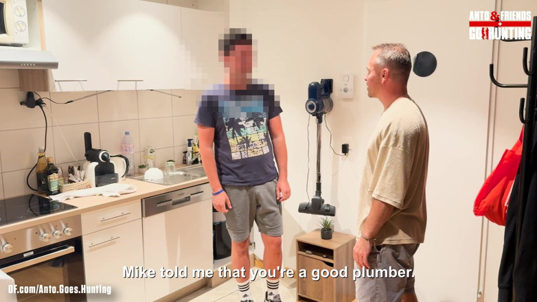 Anto and friends go hunting: Flashing the Curious Repair Guy and Sucking Him Until He...