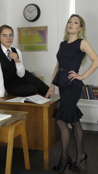 Lola & Miss Rose; Stroke & Cum on Their Tits in Class