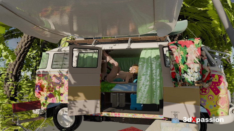 3dxpassion: Vibrații sexuale la marginea drumului într-o dubă pictată - muie neglijentă, călărire...