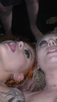 Three Lusty Stunners Enjoy a Gangbang