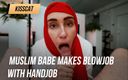 Kisscat: Moslima babe maakt pijpbeurt met aftrekken