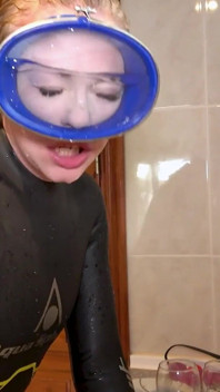 Flooded Mask Dishwashing in Wetsuit & Heels - Wet Mess Fun