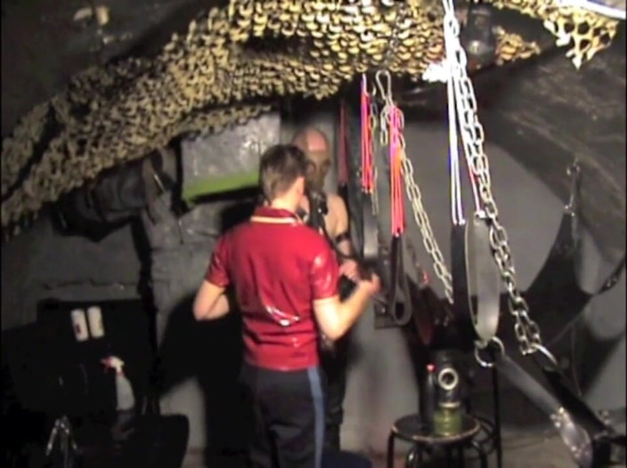 FETISH BDSM STUDIO: Fist session in sling by scally lad
