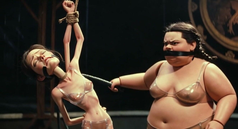 YOUR BEST FANTASY: 痩せた奴隷が太ったSSBBWミストレスに縛られて鞭打ちされる