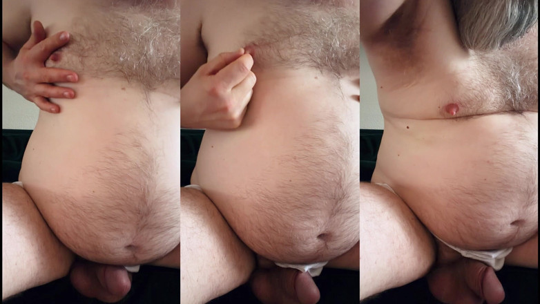 Beardedcummer: Playing Hard with My Hairy Nipples and Showing off Fat...