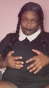 Black Wendesday Addams Is Double Penetrating Herself While Squirting