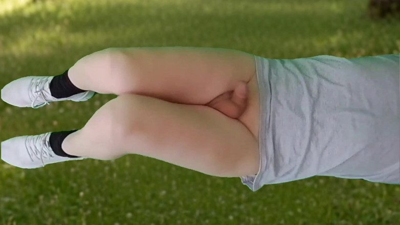 Kitty_Cross: 888 White Pretty Femboy on Green Grass Booty Soft Body...