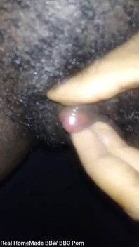 Close up Stroking My Big Clit Hairy Wet Pussy