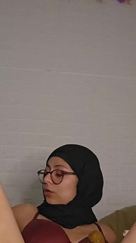 Hot Arab Wife Mia Niqab Jumping on 12 Inches BBC Dildo