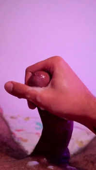 POV jerking my big uncut Latino cock with oil until I peecum a big load in an intense ruined orgasm - Camilo Brown