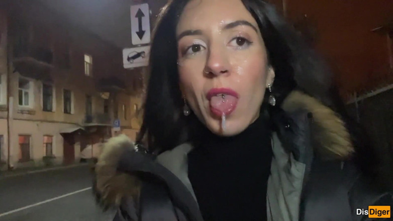 Dis Diger: Ruined Makeup Cum on Face - Public Cumwalk on Street Fur...