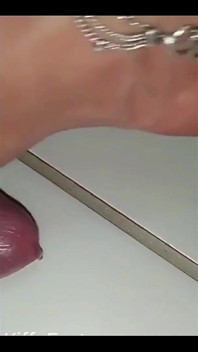 Footjob on Barefoot and Orange Flip Flops Until Cum