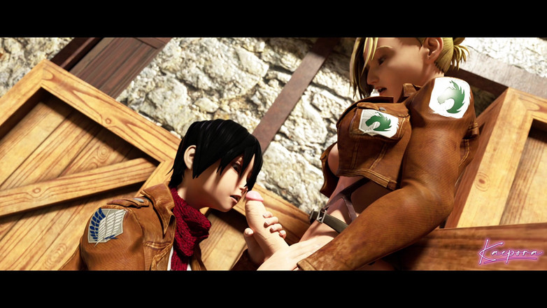 Kaepora NSFW: No Retreat (aot Futanari z Mikasą i Annie)