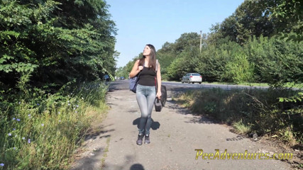 Pee Adventures: Waiting for her boyfriend with her bladder full