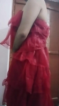 Indian Gay Crossdresser Gaurisissy Real XXX Homemade Sex in Red Lehenga