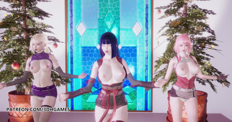 3D-Hentai Games: Dua Kali - Rasai Striptis Istimewa Ino Sakura Hinata Tarian Erotik 3D...