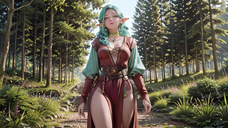 Seraphina Vale: Fantasi hutan! Mage berambut hijau &amp; Elf biru dalam berjalan-jalan peribadi