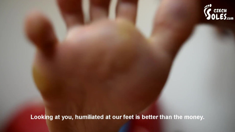 Czech Soles - foot fetish content: 두 명의 창녀에게 구타당하고 굴욕을 당하고 밟히다