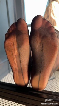 Watch Me Tease You with My Ripped Nylon Feet Through the Glass