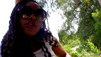 Black Keen: Black babe rides white dick outdoors on a trip