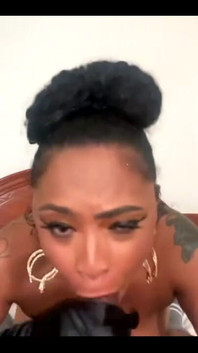 POV Gagging Blow Job with Sexy Ebony Freak