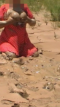 Julie Gets Messy in Mud - Huge Natural 38F Tits Swing in Wet Dirt Outside