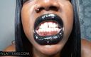 Chy Latte Smut: Brilho labial preto com brilho labial em lábios completos de ébano
