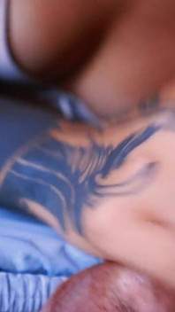 Perfect Tattoed Babe Giving Me a Cute Blowjob