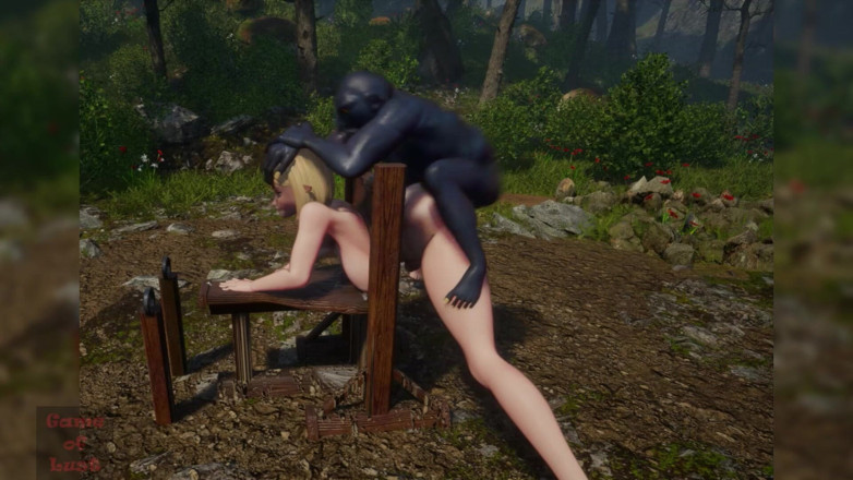 Game of Lust 3D: Gol Hamba blonde 3d dikongkek oleh ramai orang Goblin di dalam...