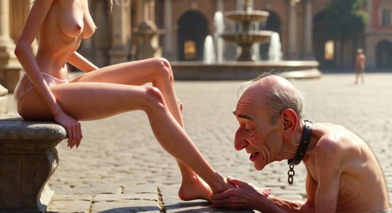 YOUR BEST FANTASY: Submissive Man Worshipping Mistress Feet in Plaza