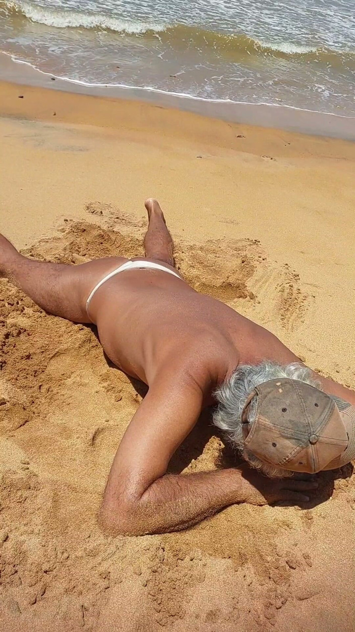 Ladysilvas: Ladysilva on the Beach in Panties Tanning Her Hot Ass