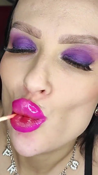 Valentine's Day Lip Fetish Sucking Lollipop and Kissing