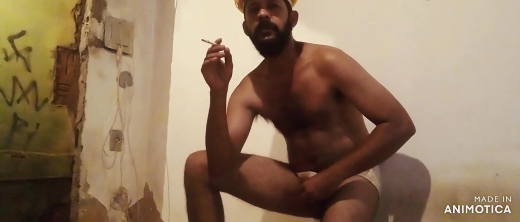 Stink HairyMale: Worker is smoking, foot and ass