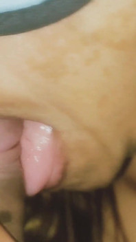 A MILF Gives a Blowjob Using Only Her Big, Tasty Tongue, and in the End Swallows All the Cum.