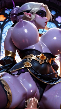 Dark Elf Priestess Czci w Zakazanej Świątyni - Fantazja z zasłoniętymi oczami, Duży tyłek, Duże cycki, Obciąganie, Doggystyle