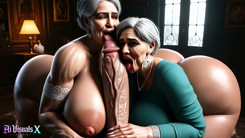 AI Visuals X: 3D reife GILF-bimbos verehren riesigen bbc und großen weißen schwanz -...