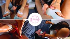 Bubblegumtoes: Hot Blonde Plateau Flip Flops Shoejob & Footjob with Long Toenails...