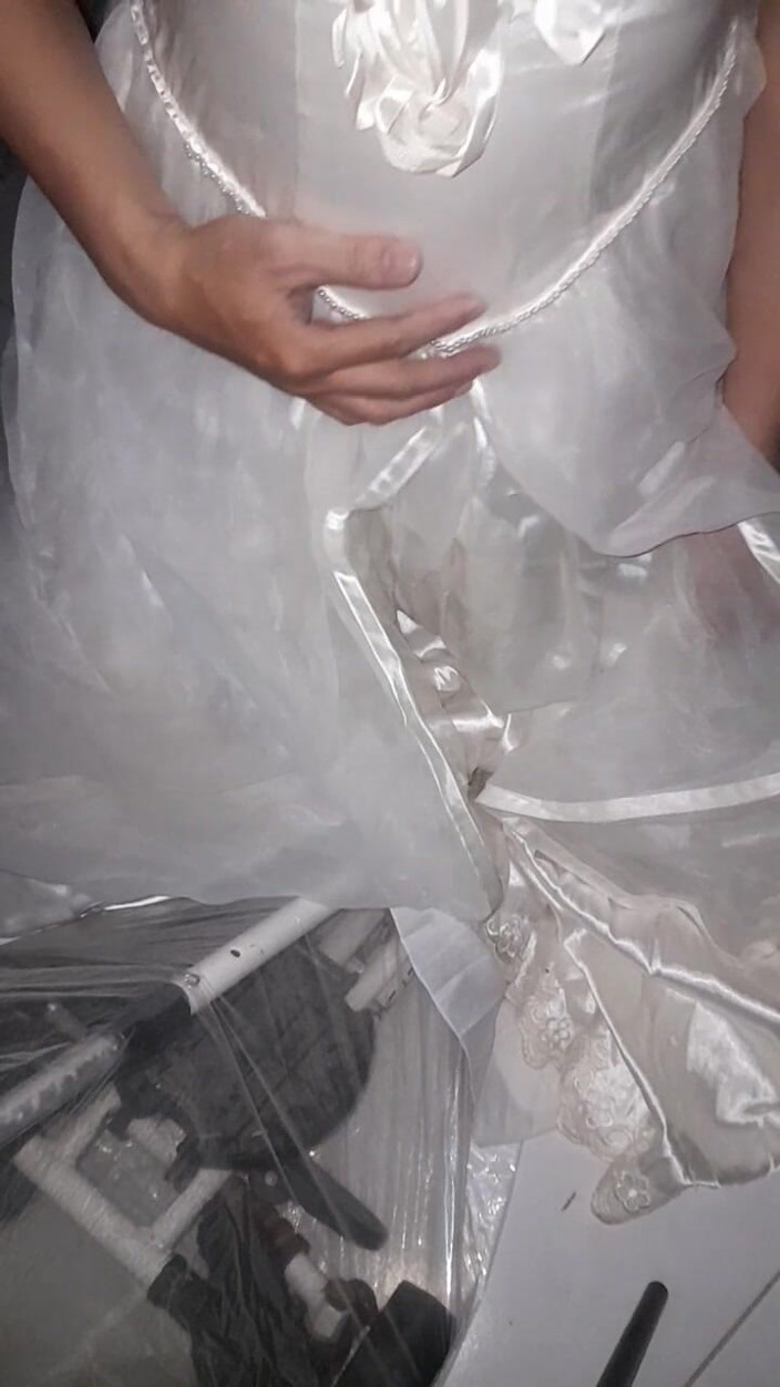 Naomisinka: Cum Flows on Satin Wedding Dress