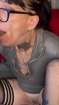 Gagging and Squirting Over Dildo