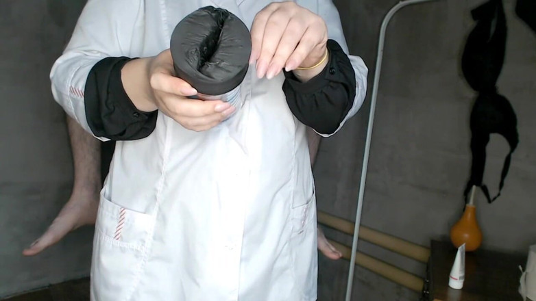 OurFetishLife: Chubby Nurse Instructing Patient (handmade Vagina for Masturbation)