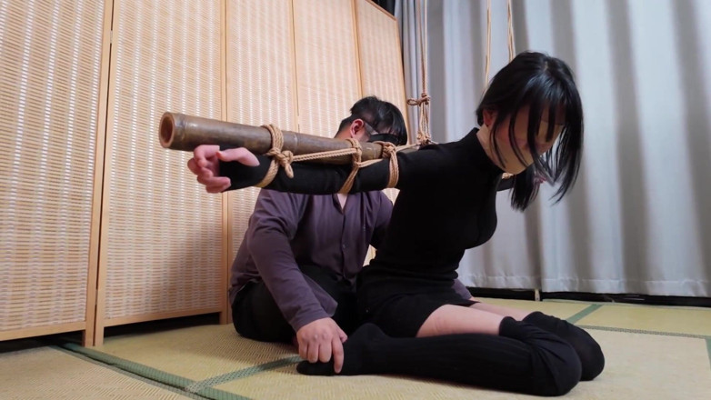 Aisan girl bondage: Xr40-a Girl in Black Stocking Is Tied to a Cross
