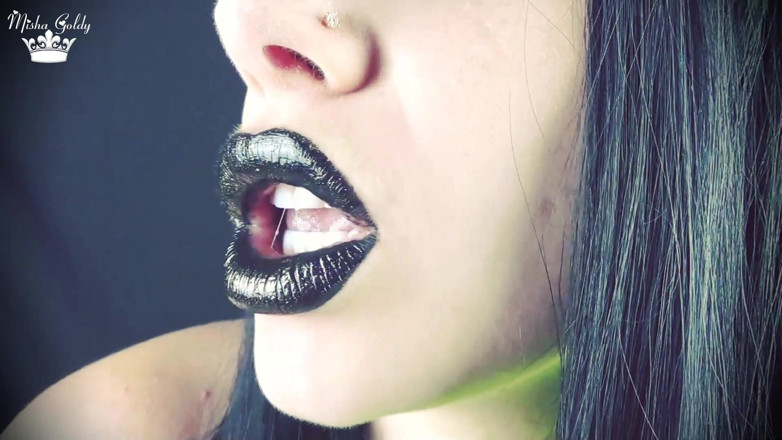 Goddess Misha Goldy: Küsse von schwarzen glänzenden lippen ASMR JOI