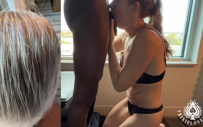 TrixieLove: 娇小熟女偷偷溜出去接受大黑屌内射