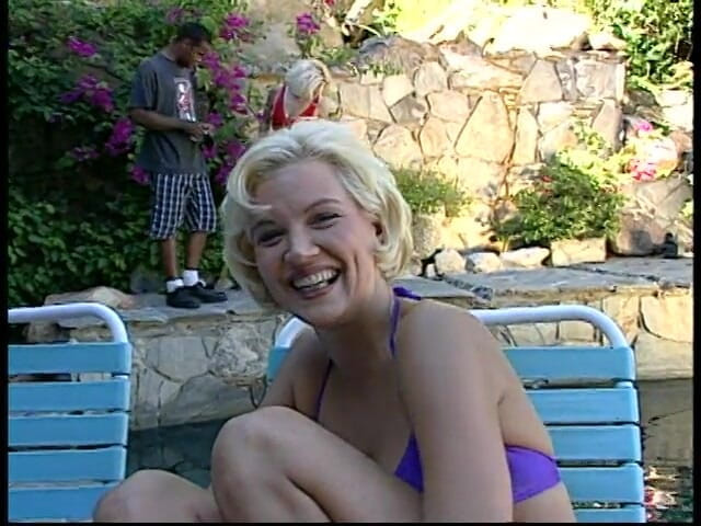 I kissed a girl and I liked it: Blonde coeds get naked in pool then fuck each other