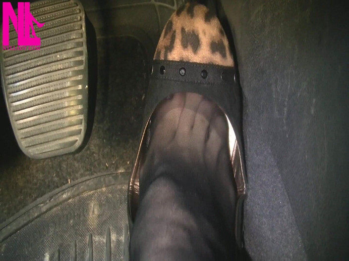 Nyllady: Pedal Pumping in Black Flats with Leoparded Top