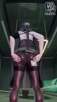 Zzz 3D - Miyabi Shows Her Sexy Thicc Ass in Stockings and Gives Herself a Few Spanks