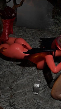 Fată demon roșcată la vânătoare
