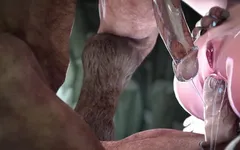 Amelia's hete biseksuele anale dubbele penetratie-orgie met 3 saters