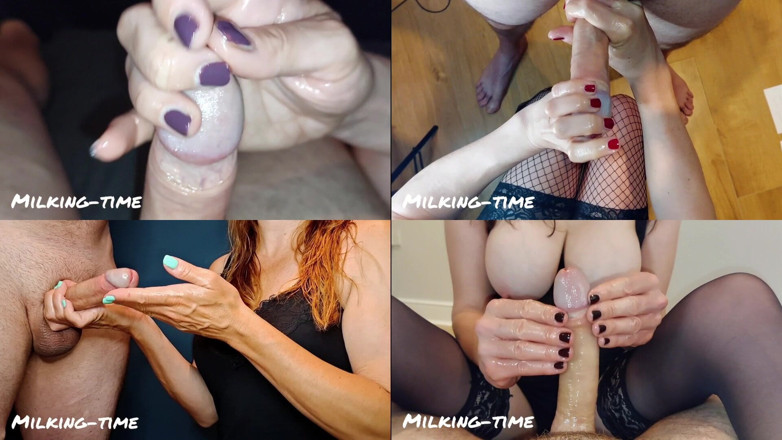 Milking-time: C'sono dappertutto! Compilazione di sborrata con schermo diviso 4